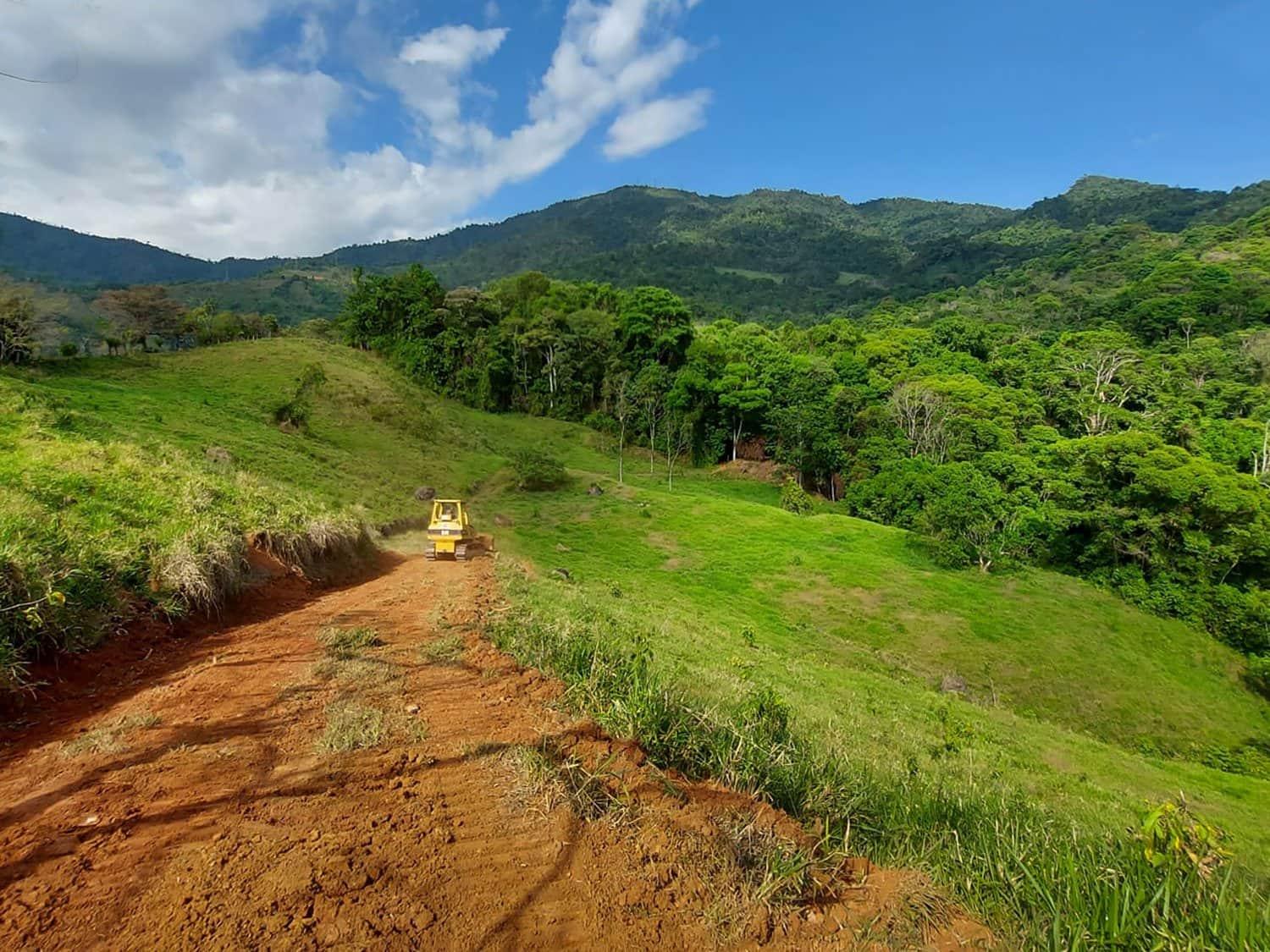 Cutting in a new internal road for improved access –Finca Magnolia