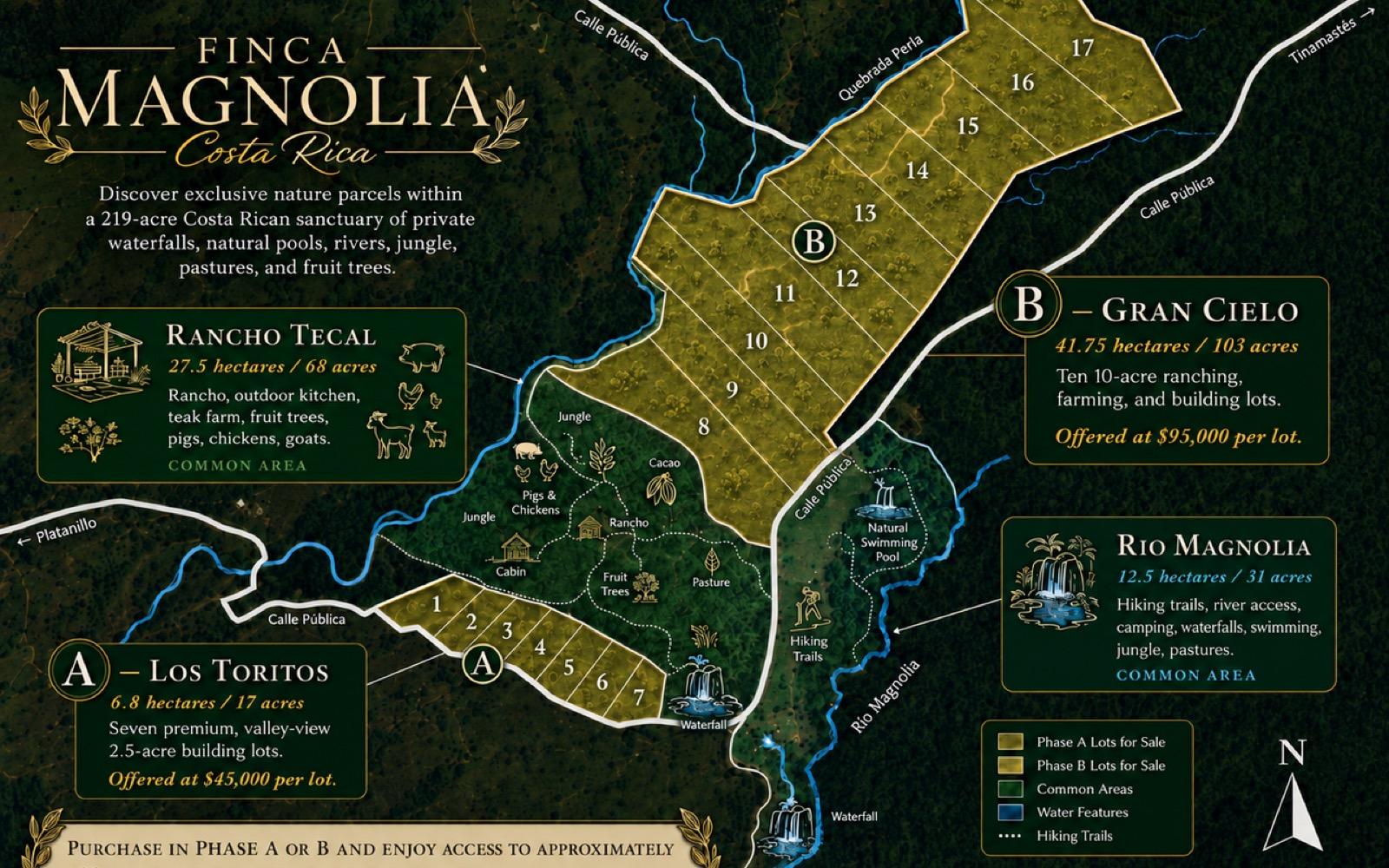Finca Magnolia site map, Costa Rica nature parcels