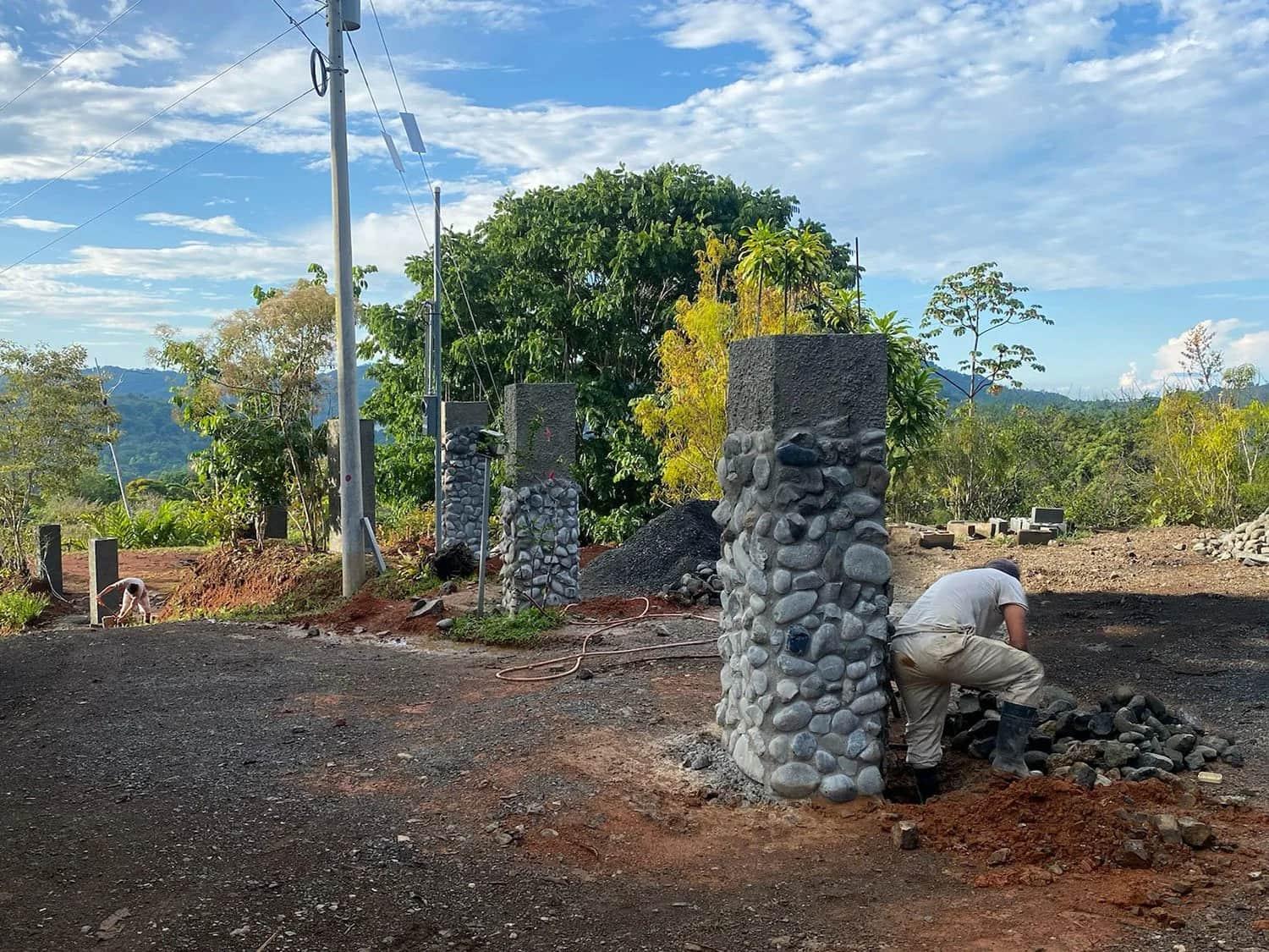 Decorative Stone Column Fence